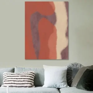 Abstracte schilderkunst. Vormen in warm rood, bordeauxrood en wit van Dina Dankers