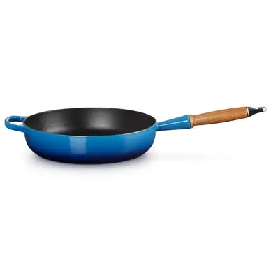 Le Creuset Rond Sauteerpan Azure Houten Handvat 28 cm