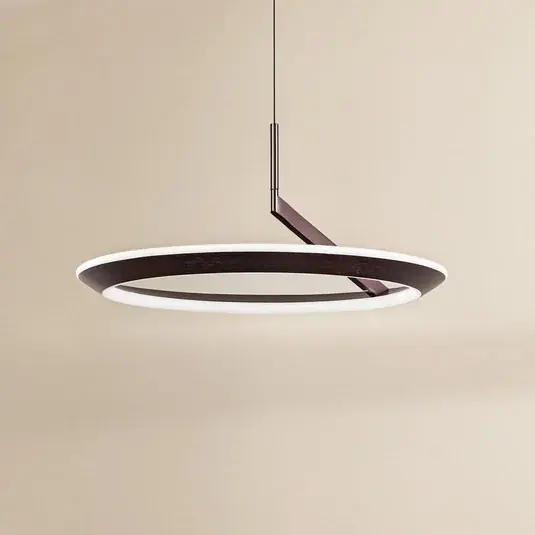 Lucande LED hanglamp Eldra, koffiebruin, Ø 55 cm, CCT