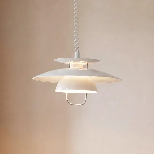 Lindby hanglamp Nadija, wit, 43 cm, in hoogte verstelbaar, E27