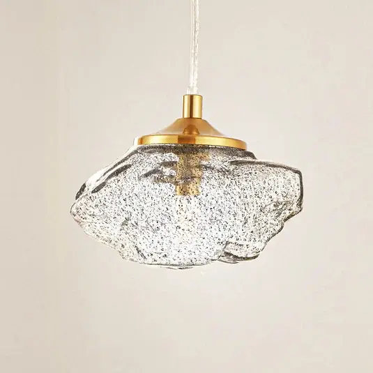 Lindby hanglamp Piatra, rook/messing, glas, Ø 16 cm, G9