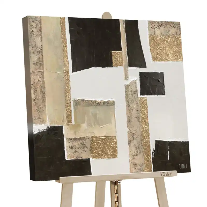 Groot abstract schilderij woonkamer – Handgeschilderd canvas kunstwerk "Charakter"