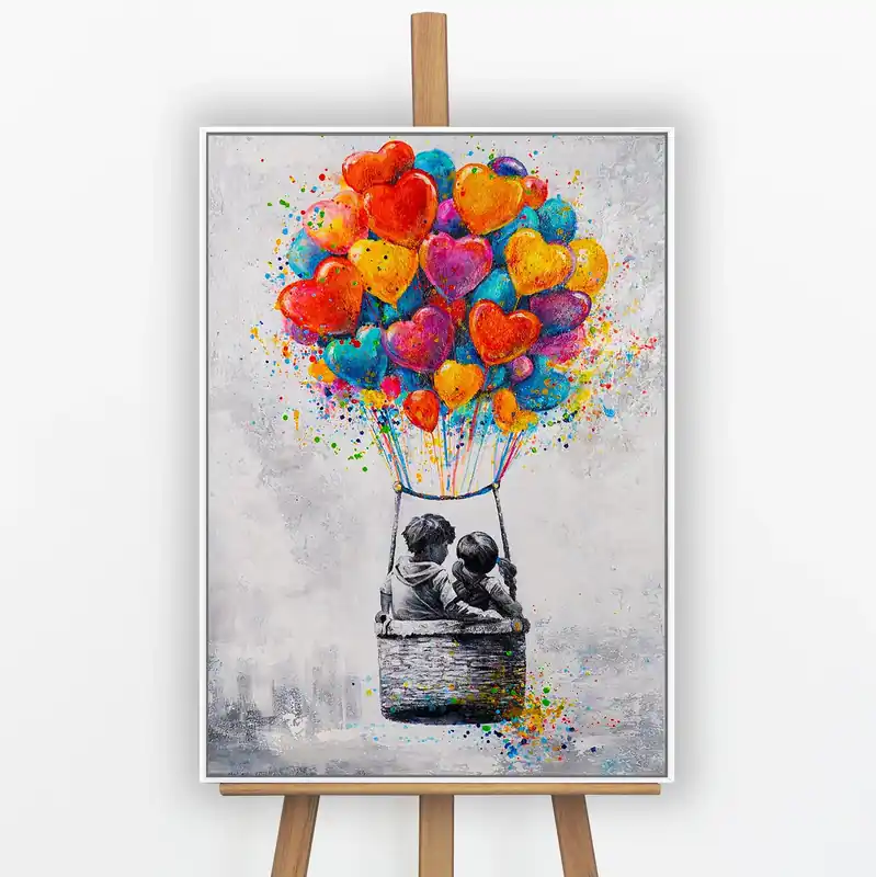 „Flugreise" – Handgemaltes Graffiti Art Wandbild mit Rahmen, 50x70 cm
