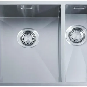 ABK Baronga anderhalve 1,5 rvs spoelbak 34x40+15x40 cm vlakinbouw onderbouw en opbouw BAR3415FVI