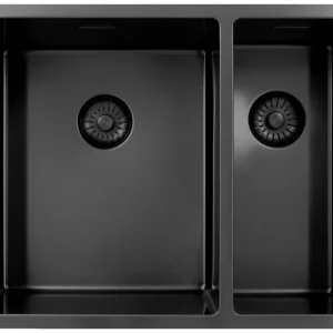 Pure.Sink Exclusivo Gun Metal 1,5 anderhalve spoelbak 34+18 cm 10mm radius PEX341840-61