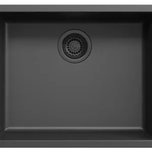 Zwarte spoelbak 50x40cm onderbouw en opbouw met zwart plug 1208956396
