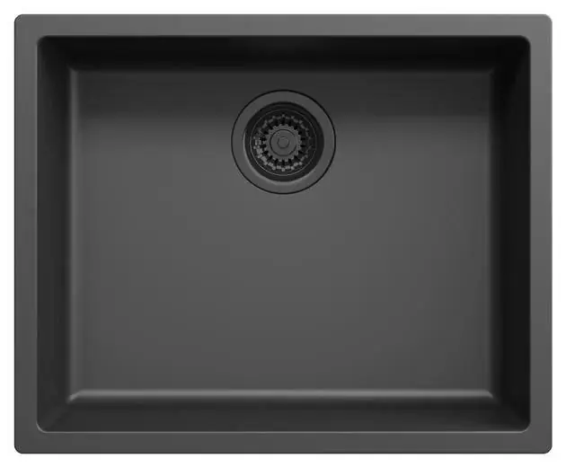 Zwarte spoelbak 50x40cm onderbouw en opbouw met zwart plug 1208956396