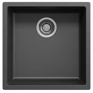 Zwarte spoelbak 40x40cm onderbouw en opbouw met rvs plug 1208956390