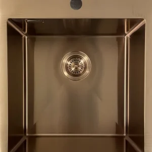 Ausmann Weser RVS spoelbak koper kleur PVD Copper 55x51 met kraangat onderbouw vlakbouw en opbouw 080938