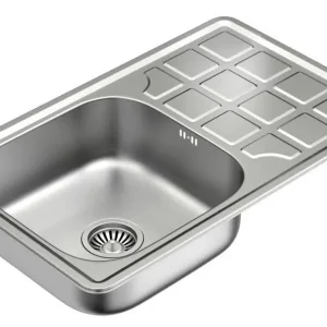 Aquadesign Basic RVS spoelbak met adruipgedeelte omkeerbaar 78x48cm opbouw 1208956286