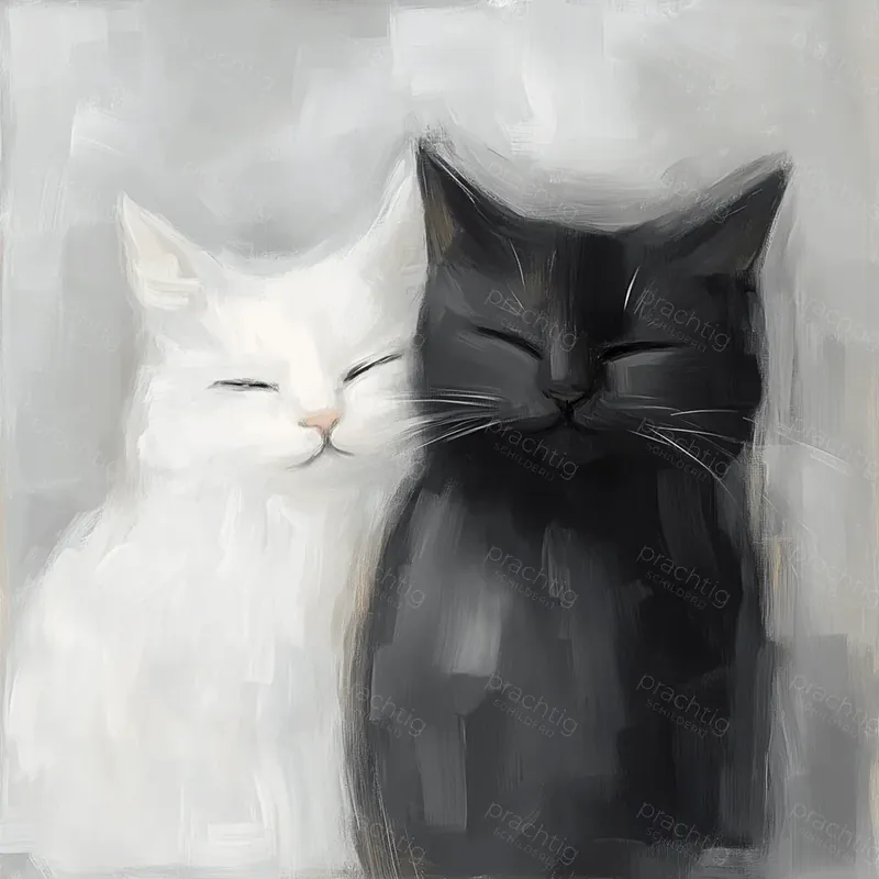 Zwarte en witte kattenvriendschap