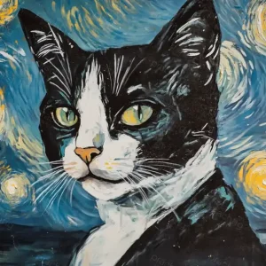 Kat in Sterrennacht Stijl
