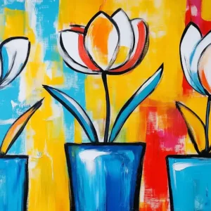 Abstracte Tulpen in Vazen